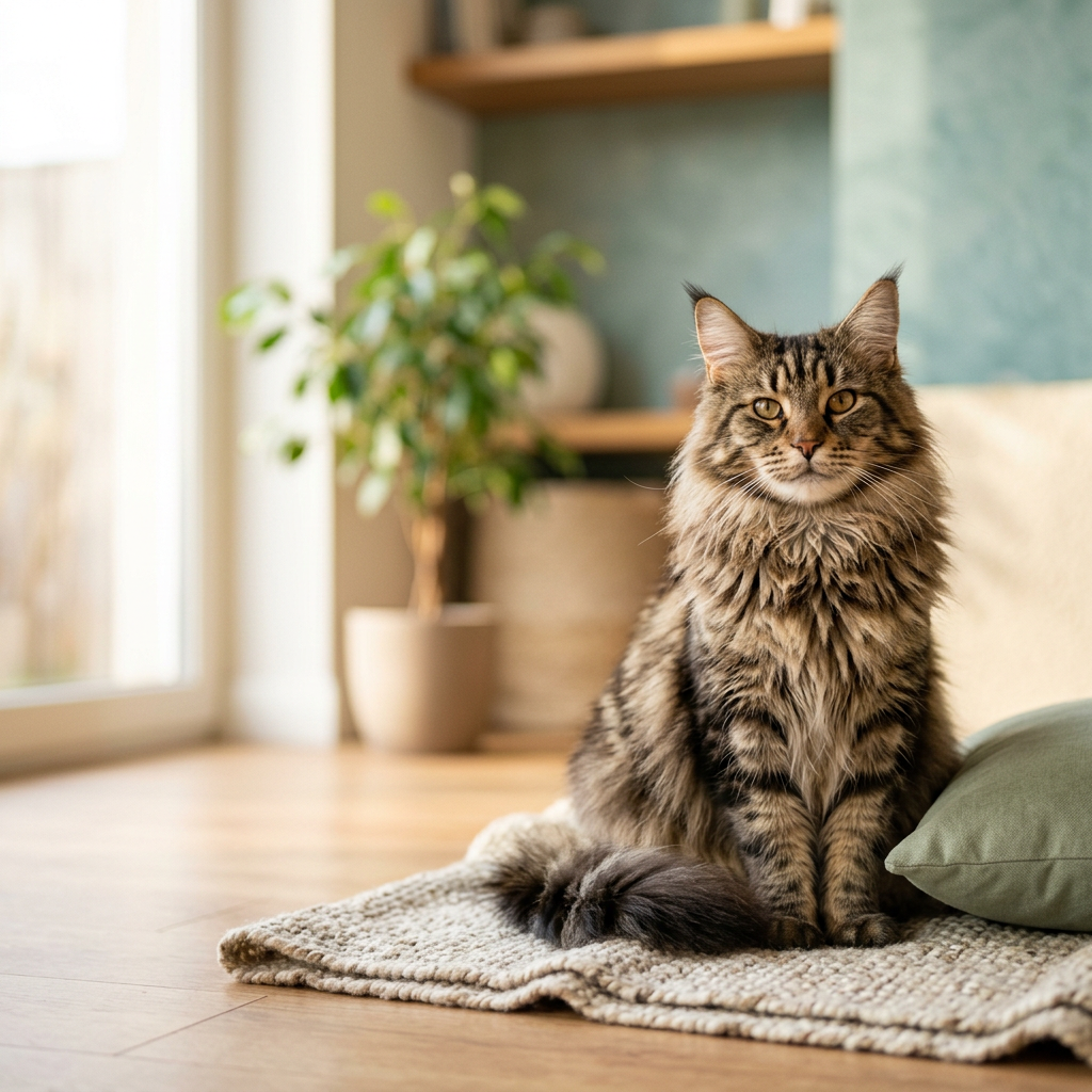 A healthy, majestic Maine Coon cat