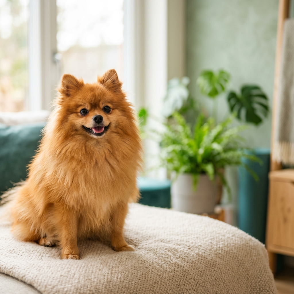 A healthy, fluffy Pomeranian