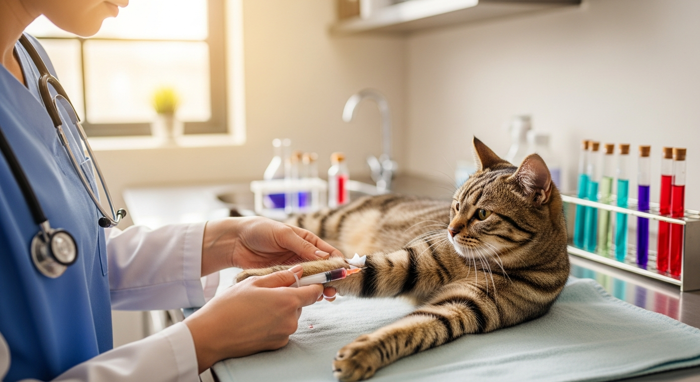 Calm, healthy cat held by its owner, illustrating early kidney and health screening