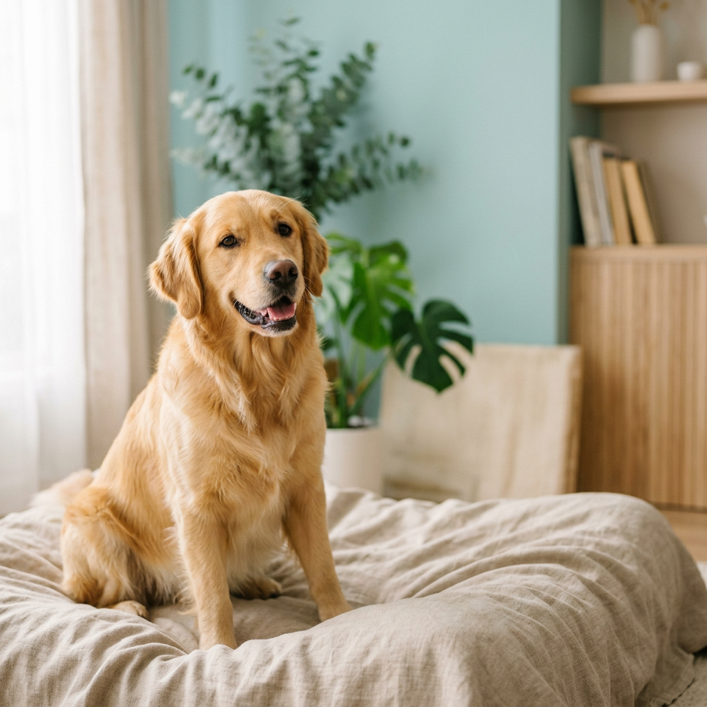 A healthy, bright-eyed dog representing the science of biological age