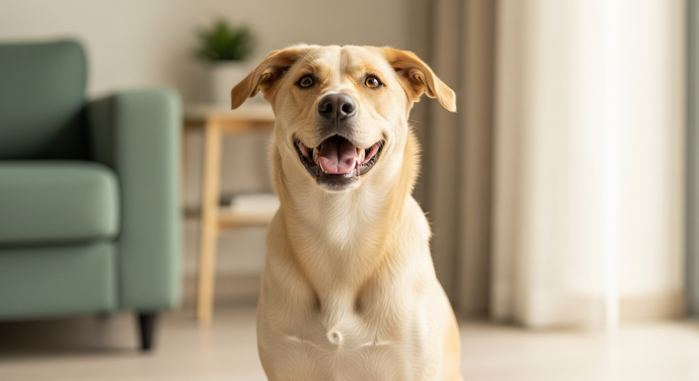 A happy, healthy dog with a clean smile
