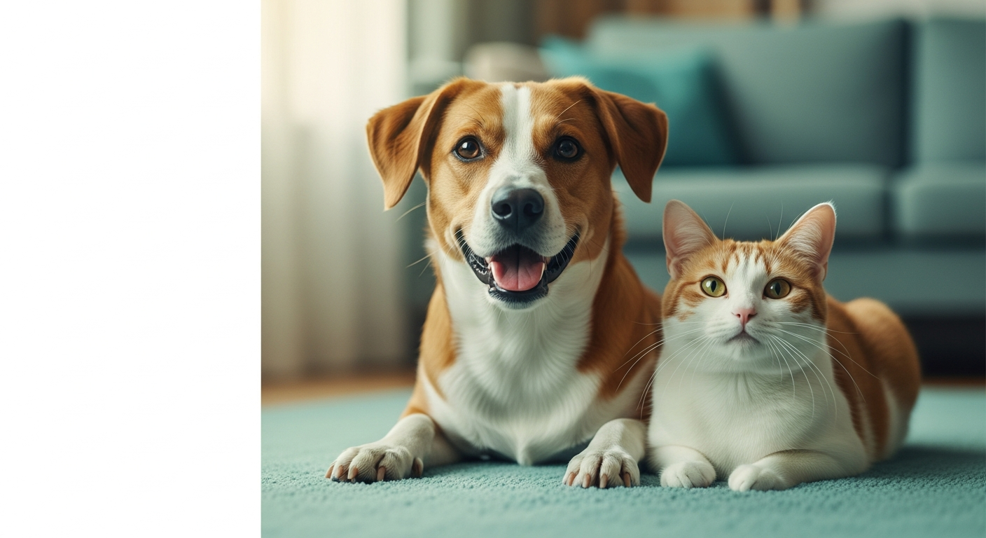 A vibrant, healthy dog and content cat together